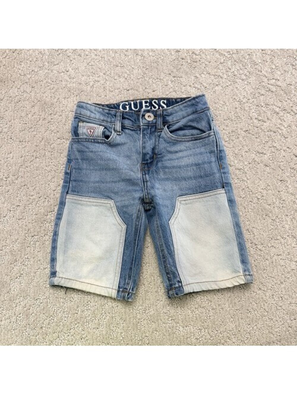 GUESS Boys Blue Light Wash Denim Shorts Size 8, Pockets Regular Fit